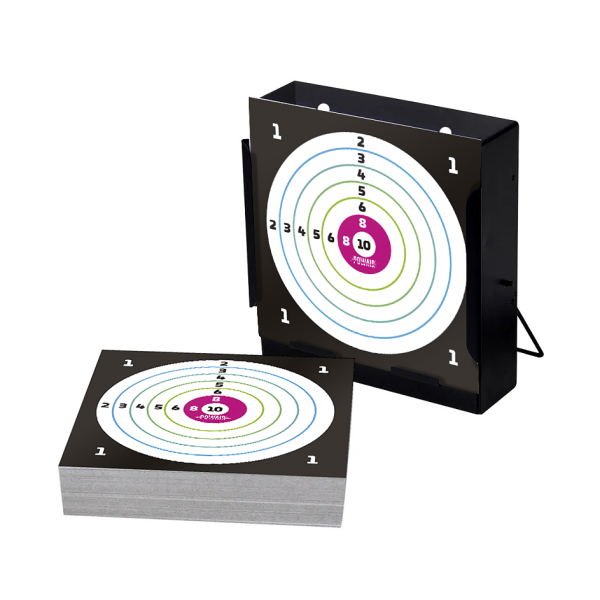 POWAIR - Porte cible carton en métal 14x14cm + 100 cibles