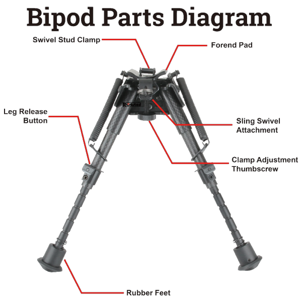 ROSTAD - Bi-pied 6-9 CARBON retractable avec fixation grenadière