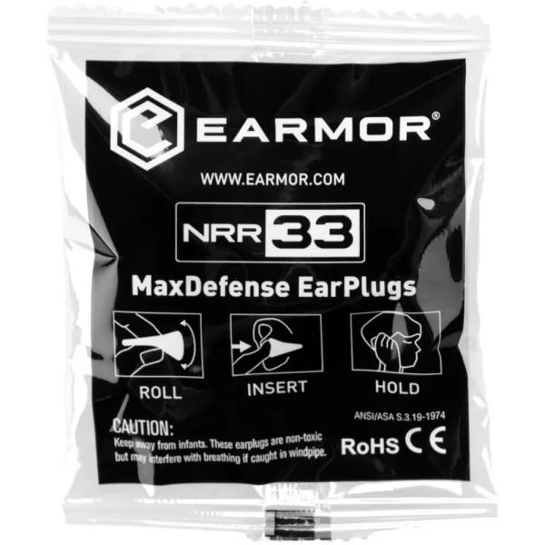 EARMOR- Bouchons anti-bruit paire ORANGE BAB MAX DEFNSE NRR33