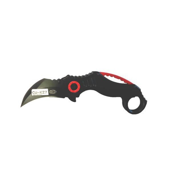 SCK - Couteau acier griffe pliable noir et rouge