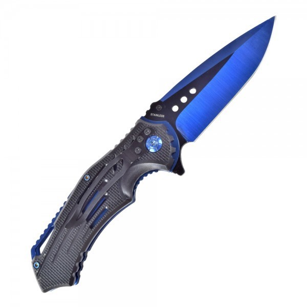 SCK - Couteau INOX pliable noir et bleu